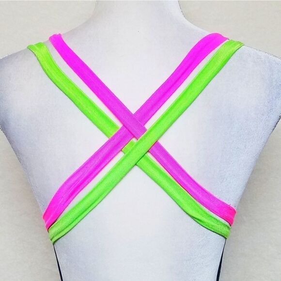 VINTAGE New Horizons Neon Retro Strappy Swimsuit - Picture 8 of 15